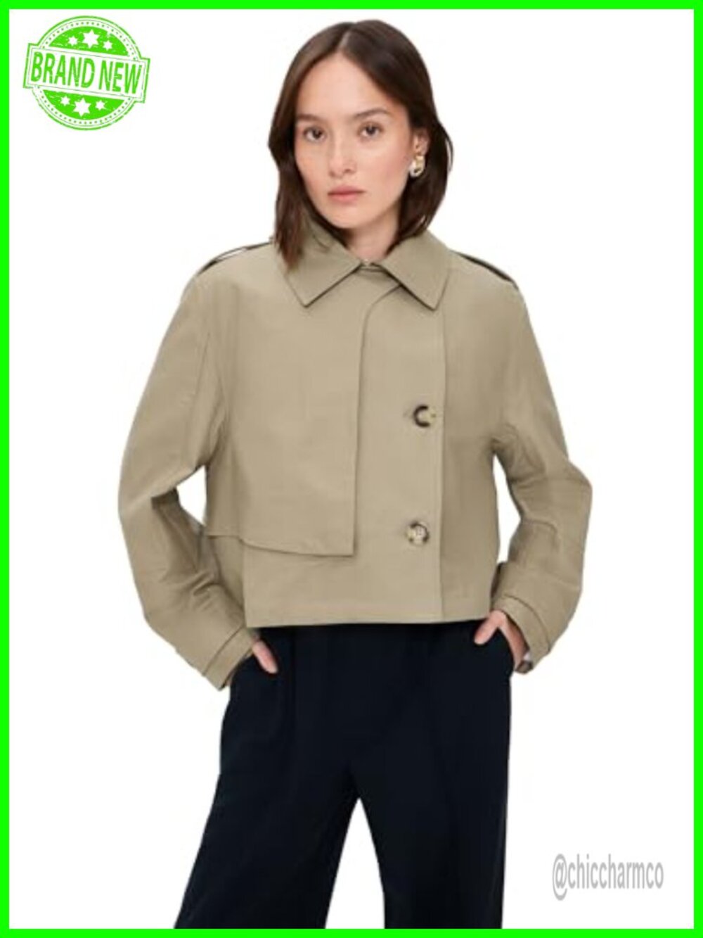 rag & bone Cropped Trench Coat Women's Cotton Twill Double-Breasted